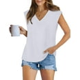 thumbnail image 3 of SUCS Cap Sleeve Tops for Women Summer V Neck Tank Top 2024 Casual Loose Fit, 3 of 5