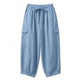 thumbnail image 4 of Qulqfy Womens Capri Pants Hiking Blue Jogger Cargo Stretch Capris High Waisted Summer Pants Women's Pants XXL, 4 of 8