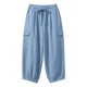 thumbnail image 4 of Pantalones de Lino Mujeres Color Sólido Cintura Elástica Pantalones de Ropa de Trabajo Casual Longitud Del Tobillo Verano, 4 of 8