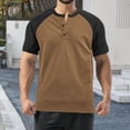 thumbnail image 2 of Krdevn Men's Color Blocked Button Open Neck Pineapple Grid Raglan Sleeves for Men Casual Loose Sports Business Short Sleeved T Shirt,XL, 2 of 5