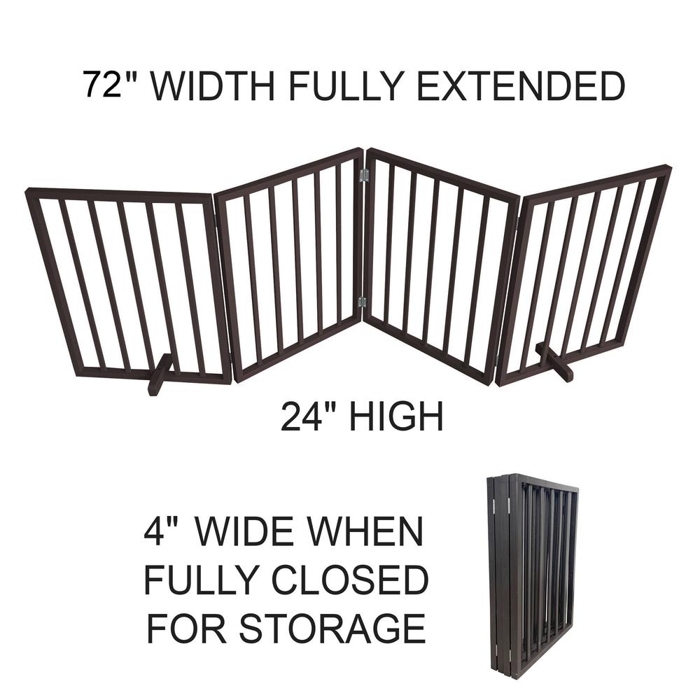 AmeriHome WFPGB4 72 in. Freestanding 4-Panel Folding Wood Pet Gate - Brown
