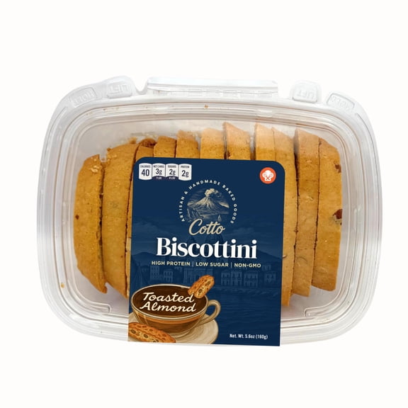 Toasted Almond Biscottini – Keto Friendly , 3g Net Carbs & 2g Sugar , Authentic Italian Style, Low Carb, Low Sugar, Gourmet Biscotti Cookie Snack