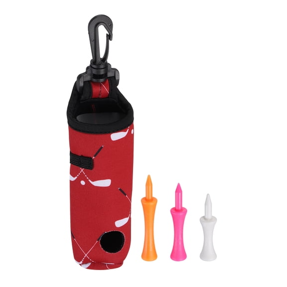 Uxcell Golf Ball Carry Bag with Clip and 3Pcs Golf Tees, Red Print, Tee Holder Pouch Portable Gifts Accessories-Fitting for (Men Women Golfer )