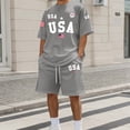 thumbnail image 2 of IWRICH Men's Independence Day 4th of July Outfits USA Flag Patriot Short Sleeve Shirts and Shorts Set 2 Piece Athletic Jogging Tracksuits Grey XXL, 2 of 4
