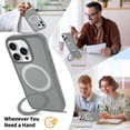 thumbnail image 3 of Asuwish Phone Case for iPhone 16 Pro 6.3 inch Tempered Glass Screen Protector Magnetic Folding Stand Frosted Translucent Rugged Shockproof Protective Cell Cover i Phone16 i16 16Pro Women Men Grey, 3 of 7