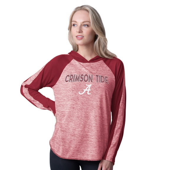 Women's G-III 4Her by Carl Banks Crimson Alabama Crimson Tide Underdog Bling Raglan Long Sleeve Hoodie T-Shirt