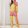 thumbnail image 2 of Pajama Sets for Women 2 Pcs, Pink Ice Cream Button Down Long Sleeve Sleepwear Lounge PJ Sets, 2 of 6