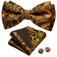 thumbnail image 2 of Pajarita Barry.Wang Oro Negro con Flores de Seda para Hombre, 2 of 7