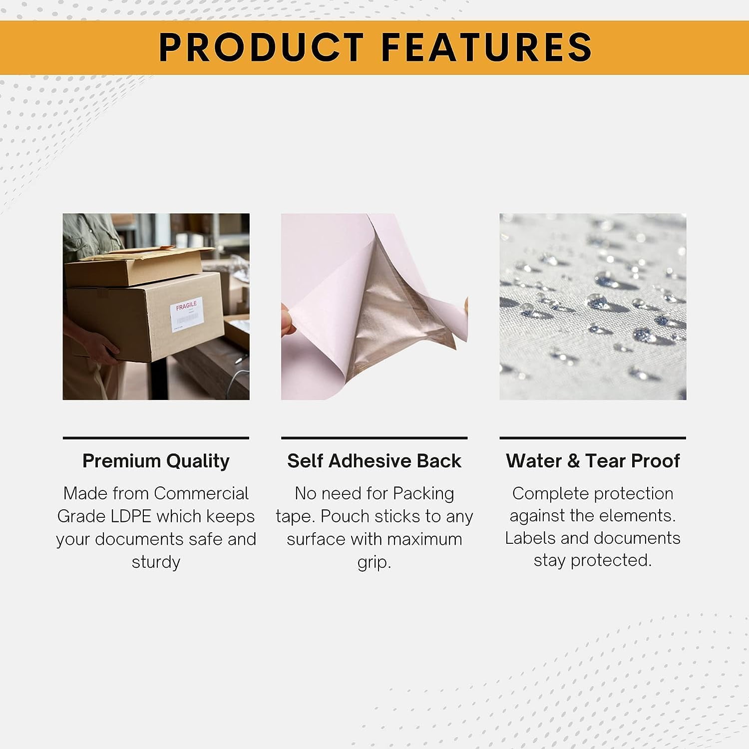 100 Pack 6"x10" Shipping Label Sleeves - Packing Slip Envelope Pouches with Self-Adhesive Peel & Seal - Clear Unprinted Plastic & Waterproof Mailing List Holder Ideal for Labels, Invoice & Documents