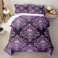 thumbnail image 2 of Homewish Boho Skull Skeleton Twin Quilt Set,Vintage Damask Twin Coverlet Set,Purple,Halloween Duvet,2 Pieces, 2 of 7
