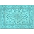 thumbnail image 1 of Ahgly Company Indoor Rectangle Medallion Light Blue Traditional Area Rugs, 2' x 3', 1 of 4