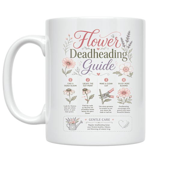 Flower Deadheading Guide - Gardening Enthusiast - 11 oz Ceramic Coffee Mug