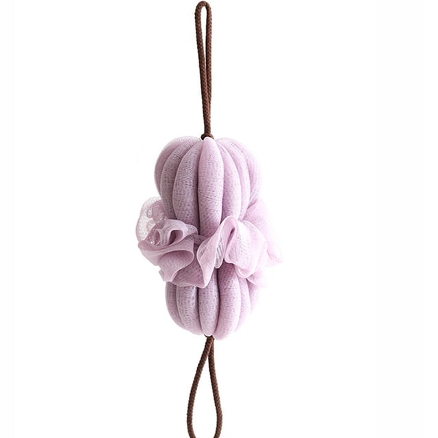 Toalla de baño con flores para tirar hacia atrás, Bola de baño para adultos, Toalla de baño exfoliante, tira trasera de baño de burbujas, Bola de flores para baño de burbujas