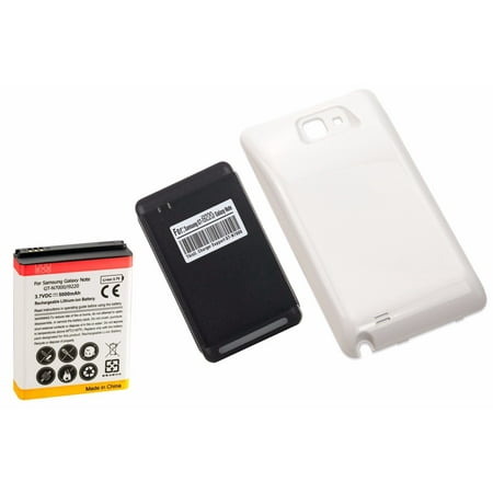 High Capacity Battery Door - 5000mAh High Capacity Battery + White Door + Charger for Samsung Galaxy Note 1