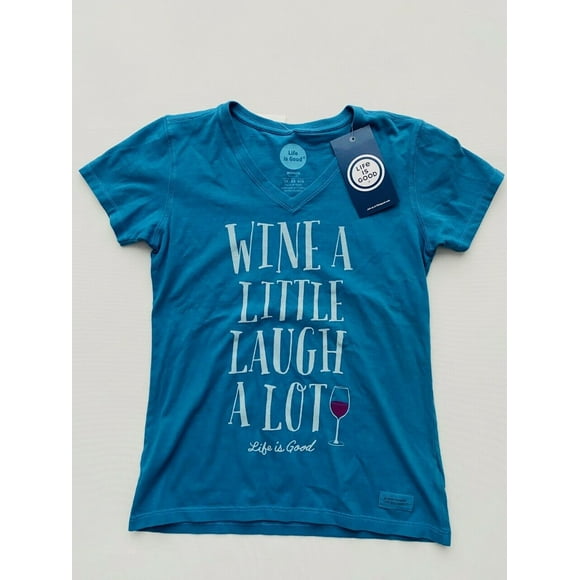 Life is Good Wine a Little Laugh A Lot Blue ( XS )