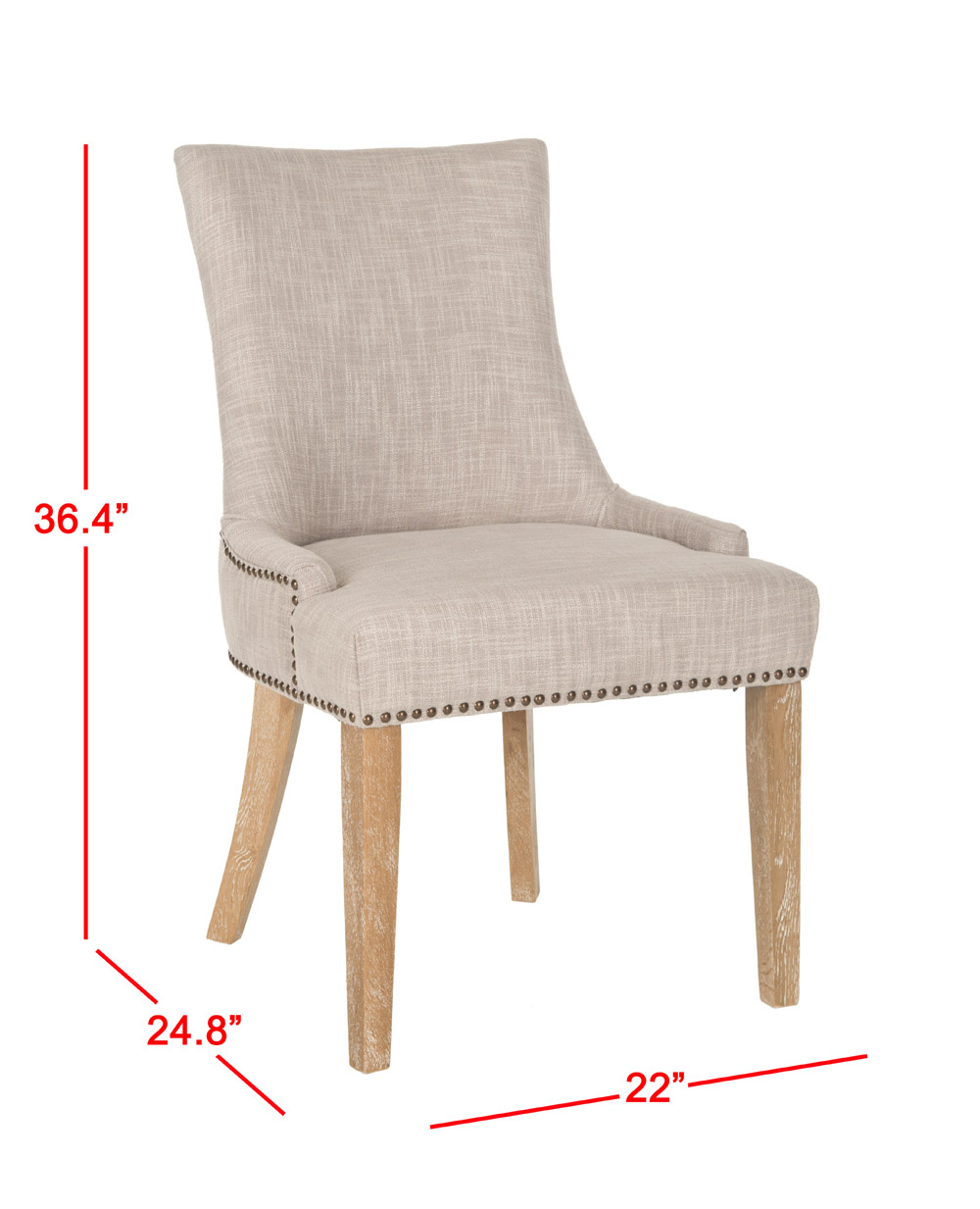 SAFAVIEH Lester 19" H Contemporary Glam Dining Chair, Grey/White Wash, Set of 2