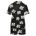 thumbnail image 4 of YWDJ Womens Summer Pajamas Short St Patricks Day Lightweight Floral Short Sleeve Button Down Shirts 2 Piece Shorts Loungewear 2XL Black, 4 of 6