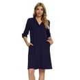thumbnail image 3 of MintLimit Women's Button Down V-neck Solid Long Sleeve Sleepwear with Pockets Shirt Dress Pajamas, 3 of 5