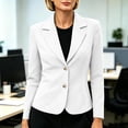 thumbnail image 4 of Qiggri Women's Cropped Blazer 2 Button Notched Lapel Jacket Casual Long Sleeve Slim Fully Lined Office Business Work Suit Coat L, 4 of 9