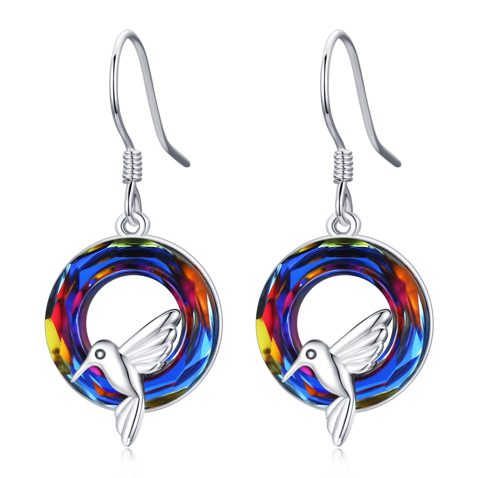 Midir&Etain Hummingbird Dangle Earrings 925 Sterling Silver Hummingbird