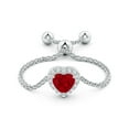 thumbnail image 2 of ANGARA Natural Heart-Shaped Ruby Bolo Ring with Diamond Halo in 14K White Gold for Women (Size-4mm) | July Birthstone, Birthday, Anniversary, Jewelry Gift for Women | Natural Ruby Ring, 2 of 8