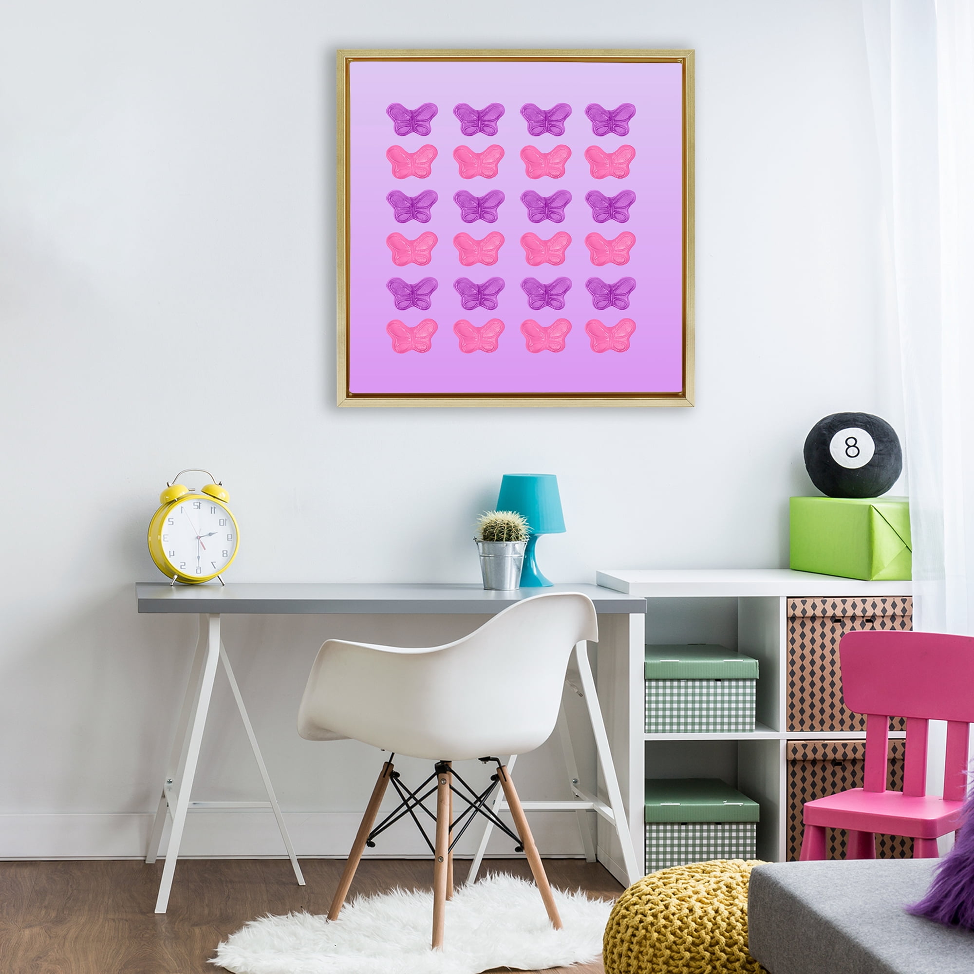 Stupell Industries Purple & Pink Butterfly Candies Gold Framed Floater Canvas Wall Art, design by LISH Creative