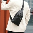 thumbnail image 4 of Vikakiooze Men's Soft Leather Chest Bag - Stylish One-Shoulder Bag - Waterproofing Casual Business Crossbody Sling Bag, 4 of 9