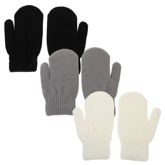 Raindrops Wear-Resistant Acrylic Winter Gloves, Assorted Colors, Warm and , 3 Pairs for Cold Weather Use