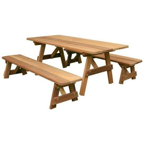 Creekvine Designs WF32WTB6-2CVD 32 in. Wide 6 ft. Classic Family Red Cedar Picnic Table with 6 ft. 2 Benches