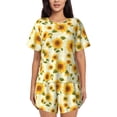 thumbnail image 1 of Fotbe European-style Pattern Sunflower Conjunto de Pijama Estampado para Mujer, 2 Piezas, Ropa de Dormir con Camiseta de Manga Corta y Shorts Suaves-Small, 1 of 6