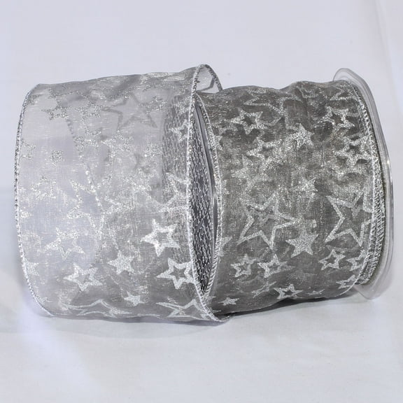 Sheer Grey Shimmering Super Star Wired Craft Ribbon 3" x 20 Yards