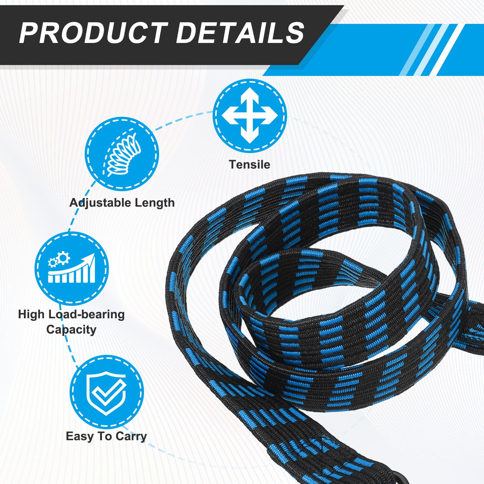 Uxcell 118" Adjustable Bungee Cords with Hook, 2Pcs Heavy Duty Outdoor Elastic Bungee Straps for Securing Luggage Moving Cargo, Blue