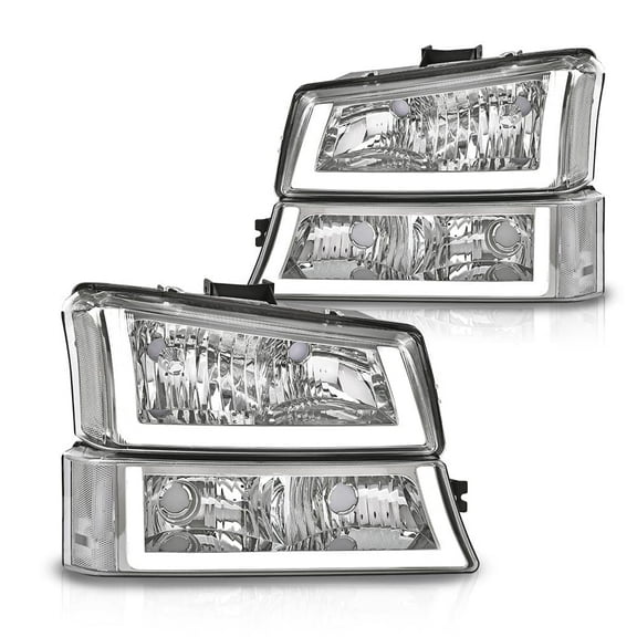 CROSSDESIGN LED DRL Headlights Headlamps Fit for Chevy Silverado 1500/1500 HD/2500 HD/3500 2003-2006