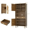 thumbnail image 3 of Semiocthome Pantry Storage Cabinet with Line Groove Design and Microwave Stand, Kitchen, Walnut, 3 of 9
