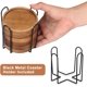 thumbnail image 3 of Set de 6 Posavasos de Madera de Acacia con Soporte Metálico Negro para Mesa de Centro y Barra, 3 of 5