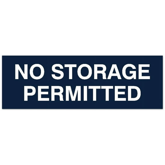 Signs ByLITA Basic No Storage Permitted Sign - Laser-Engraved Lettering | Durable ABS Plastic | Vibrant Colors | Powerful Foam Tape (Navy Blue / White) - Large