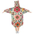 thumbnail image 2 of FORMRS Wearable Blanket Hoodie with Sleeves for Kids Cozy Flannel Sweatshirt, Colorful Flowers, 2 of 7