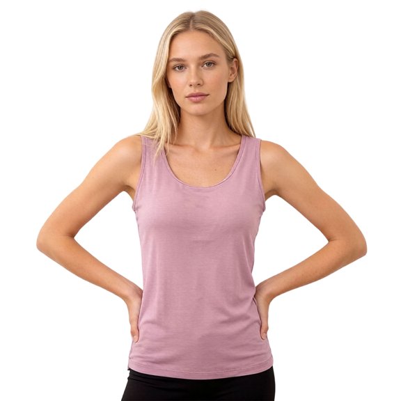 JUUNthy Womens Tank Tops, Wide Strap Built in Padded Bra Crewneck Casual Soft Basic Undershirts Pink 2XL