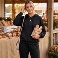 thumbnail image 6 of Dwellite Women's 2 Piece Outfits Fall Sweatsuits Oversized Hoodies Wide Leg Sweatpants Tracksuits Lounge Matching Sets Black 2XL, 6 of 7