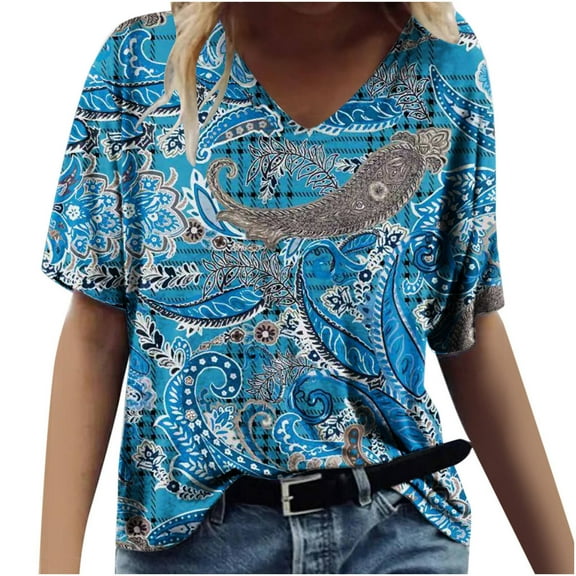 Wenini Womens Blouses and Tops Dressy Fashion Loose Fit Lightweight Pullover Tees Shirts Summer Striped Print Short Sleeve V-Neck Casual Shirts Black s