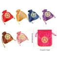 thumbnail image 4 of Drawstrings Bag Fu Word Embroidered Multipurpose Elegant Gift Bags Jewellery Folding Artsy Pouches Wedding Household Red, 4 of 9