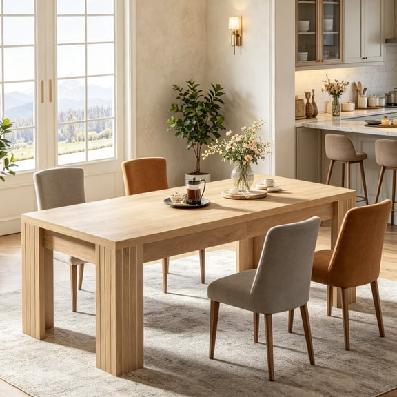 Fnova 78.7" Farmhouse Dining Table for 8-10 People, Large Kitchen Table with Sturdy Frame, Rectangular Dinner Table for Dining Room, Living Room, Office