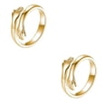 thumbnail image 4 of Qarigey Anillo Metal Anillo Abierto Ajustable Mujer Mano Anillo Aleación Oro Plata Mano Joyería para Fiesta Regalo, Oro oro 2piezas Qarigey CBP153359, 4 of 6