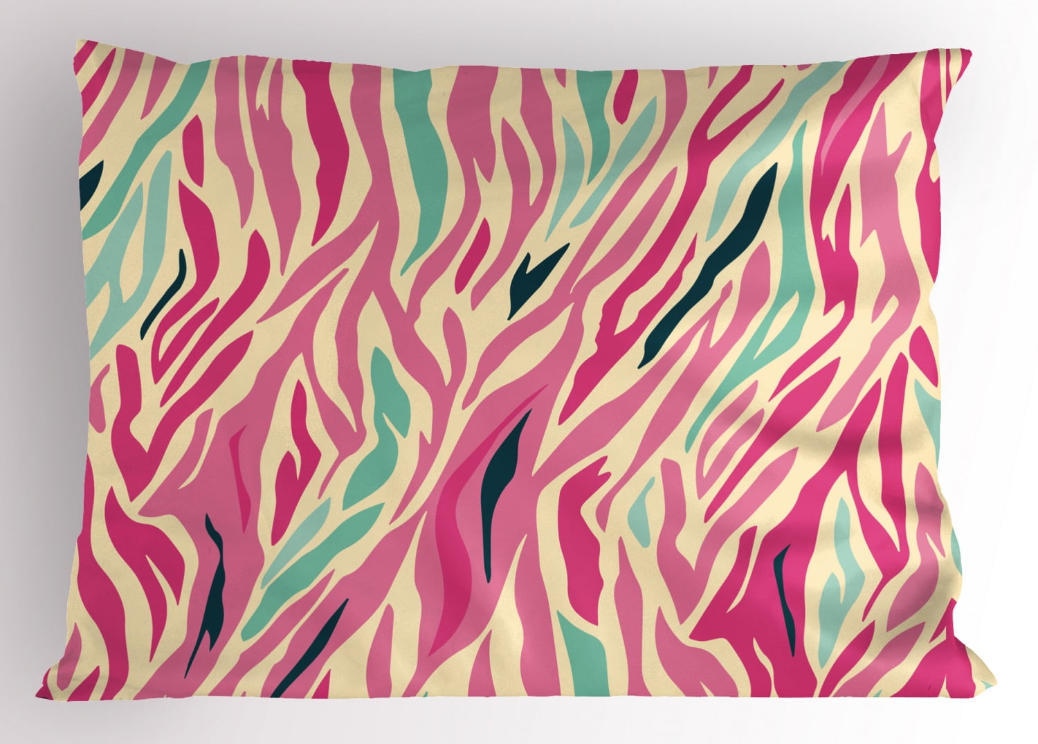 Pink Zebra Pillow Sham Funky Fashion Pattern with Colorful Zebra