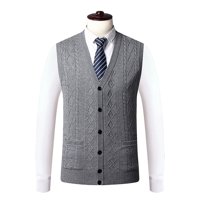 Gilet Chandail pour Hommes - Cardigan Sans Manches Tricoté pour Superposition Décontractée Design Uni Léger Tricoté Mode Quotidienne