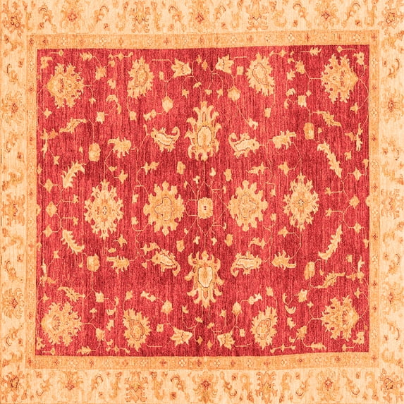 Ahgly Company Indoor Square Oriental Orange Traditional Area Rugs, 5' Square