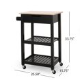 thumbnail image 7 of Rolling Kitchen Island on Wheels, Kitchen Island Cart with Towel Rack, Drawer & 2 Tier Open Shelves, Portable Kitchen Island Table with Wood Tabletop, Black, 7 of 7