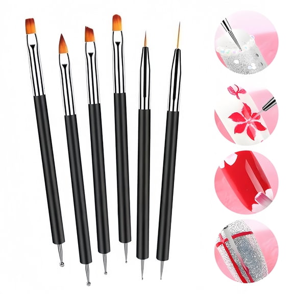 RAGUPEL 6Pcs Ombre Nail Brush Dual-Ended Design Multi-Functional Pen Nail Art Brush High-Quality Fibers Are Simple to Clean Nail Stuff Acrylic Nail Brushes
