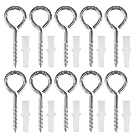 

10pcs 304 Stainless Steel Self Tapping Screw Eye Bolt Ring Hook with Expansion Pipe(Closed Loop)