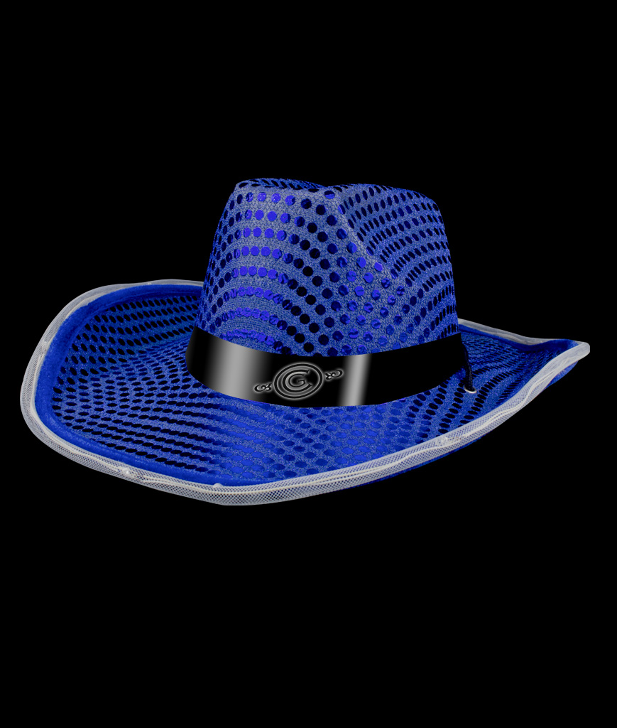 LED Light Up Sequin Cowboy Hat Costume Accessory for Men & Women